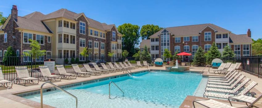 Swimming pool at Zionsville apartment.